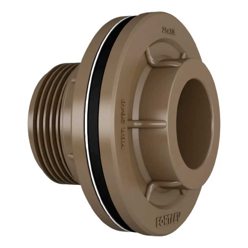 Adaptador Flange 25mm (3/4”) Marrom Fortlev para Caixa d’Água