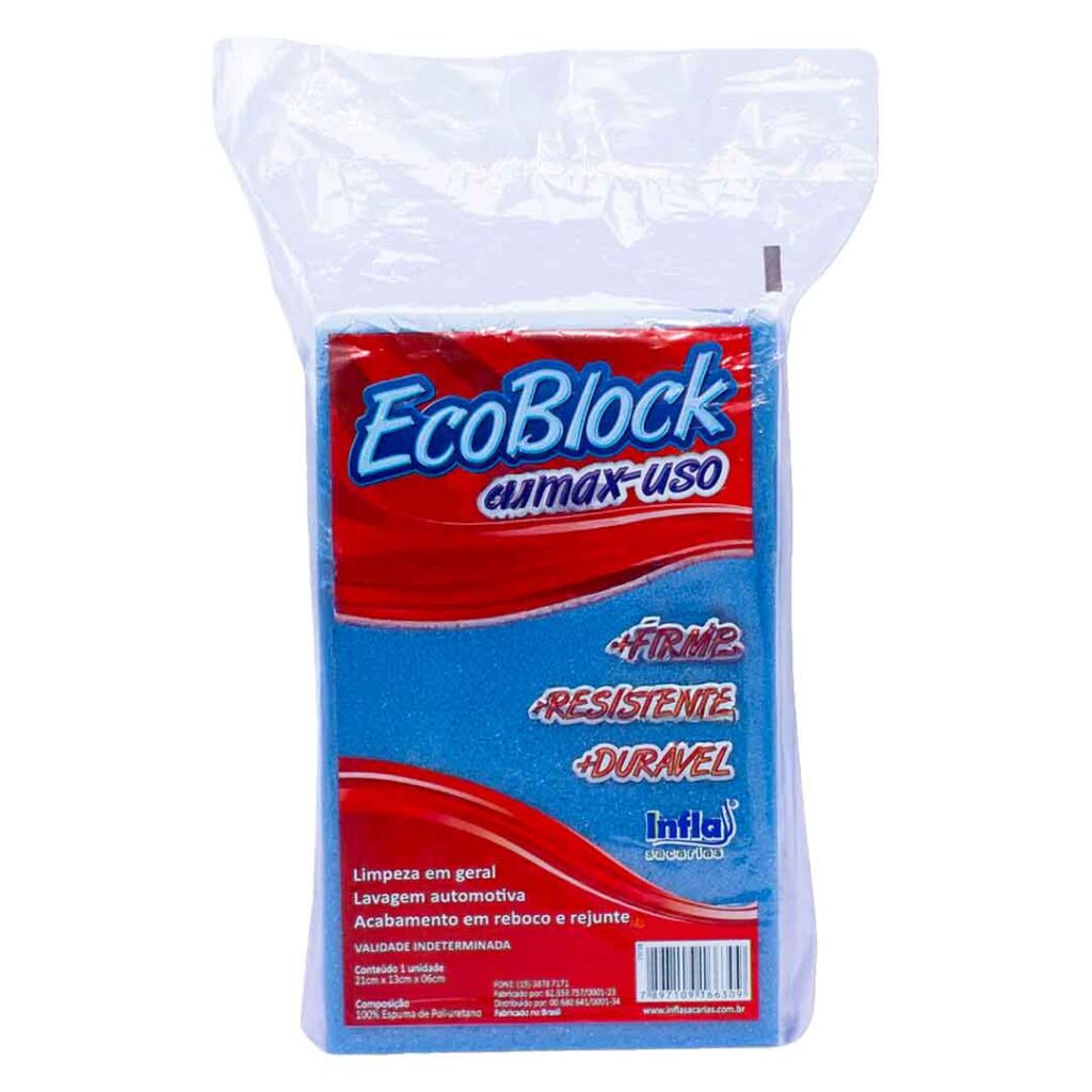 Bloco de Espuma Infla Eco Max Azul 21x13x6cm