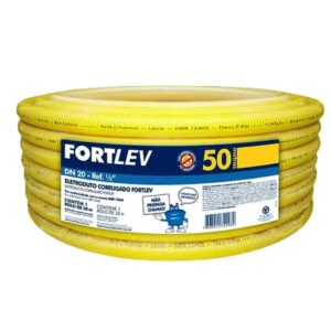 Eletroduto Corrugado 25 mm x 50 m Fortlev – PVC Antichama Amarelo